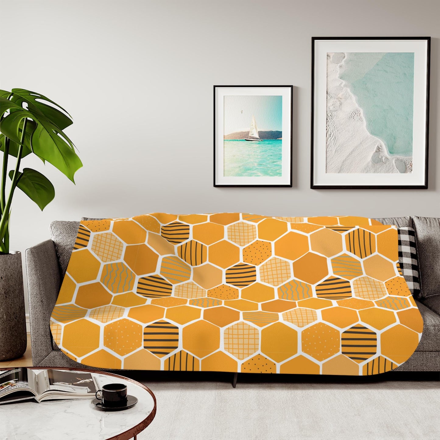 Sherpa Throw Blanket - Honeycomb - Soft Plush Throw Blanket-Jacobson Cottage