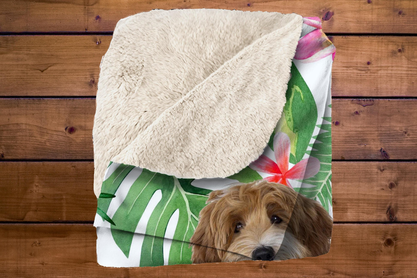 Sherpa Throw Blanket - Tropical Custom Dog Face - Soft Plush Throw Blanket-Jacobson Cottage