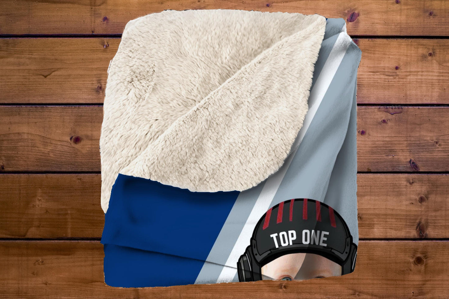 Sherpa Throw Blanket - Baby Pilot with Fighter Jet Personalized Custom Face and Name - Soft Plush Throw Blanket-Jacobson Cottage