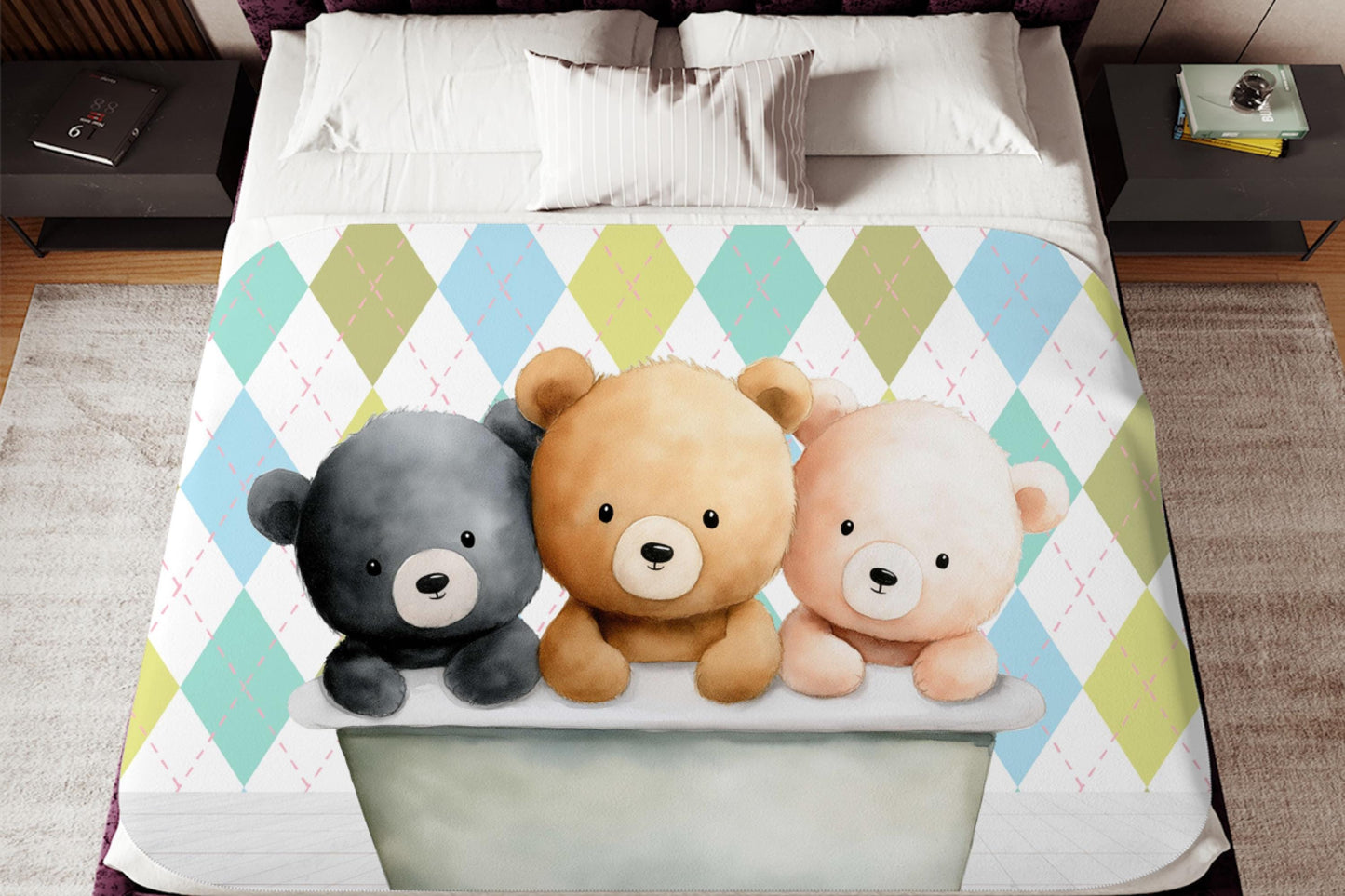 Sherpa Throw Blanket - Teddy bears in bath - Soft Plush Throw Blanket-Jacobson Cottage