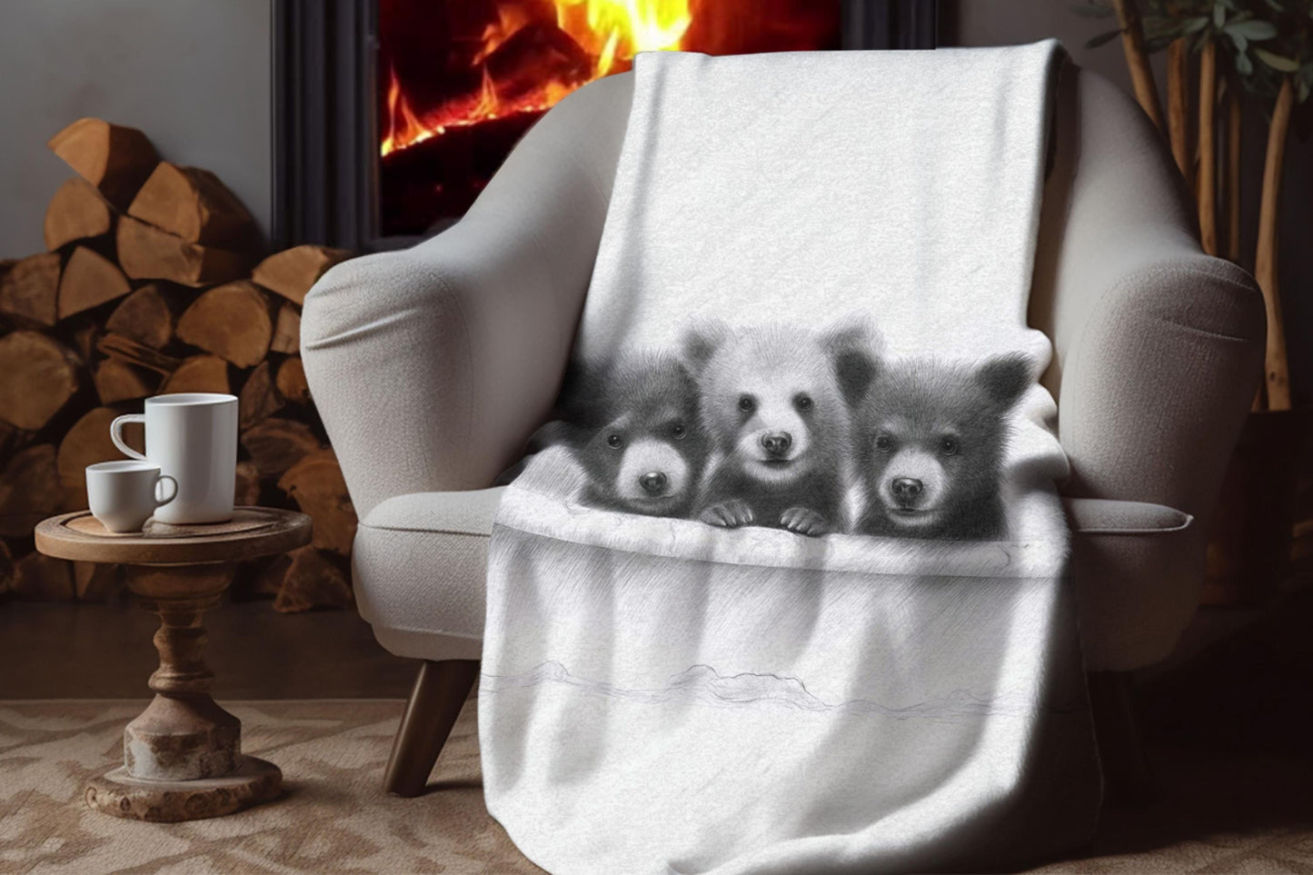 Sherpa Throw Blanket - Bears in bath - Soft Plush Throw Blanket-Jacobson Cottage