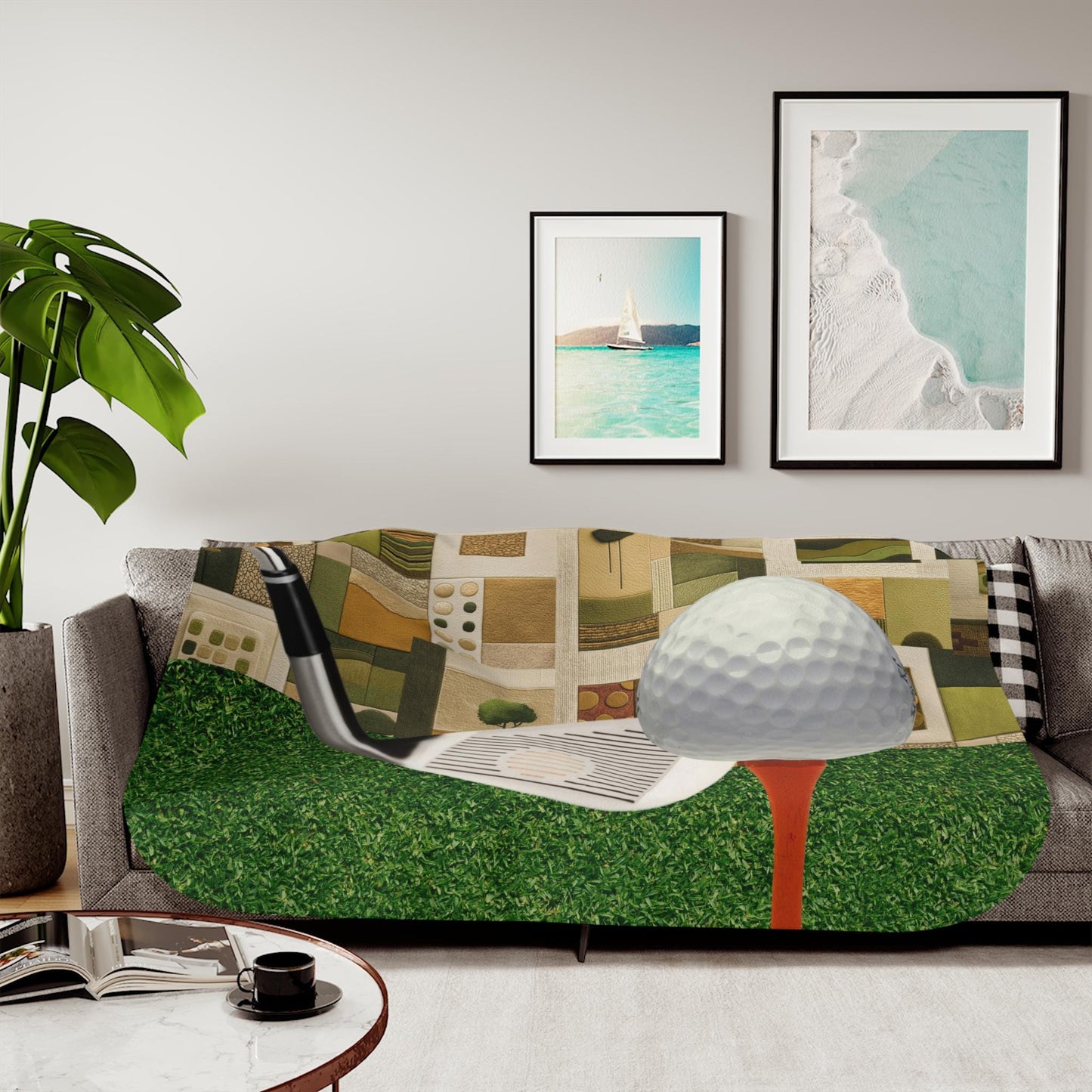 Sherpa Throw Blanket - Golf Geometric Abstract Design - Soft Plush Throw Blanket-Jacobson Cottage