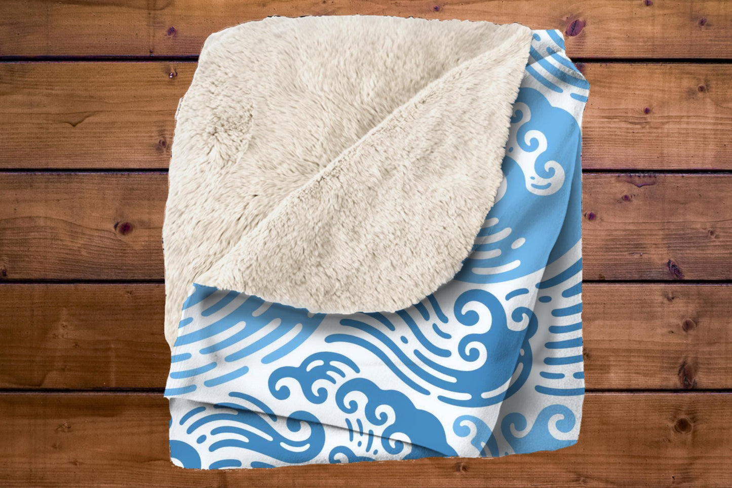Sherpa Throw Blanket - Blue Ocean Waves - Soft Plush Throw Blanket-Jacobson Cottage