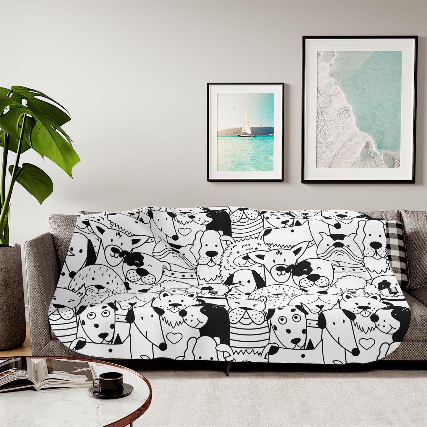 Sherpa Throw Blanket - Cartoon Dogs - Soft Plush Throw Blanket-Jacobson Cottage