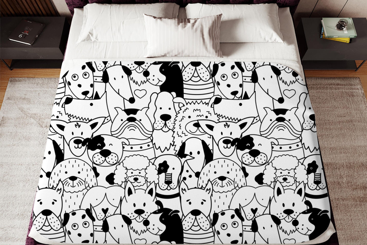 Sherpa Throw Blanket - Cartoon Dogs - Soft Plush Throw Blanket-Jacobson Cottage