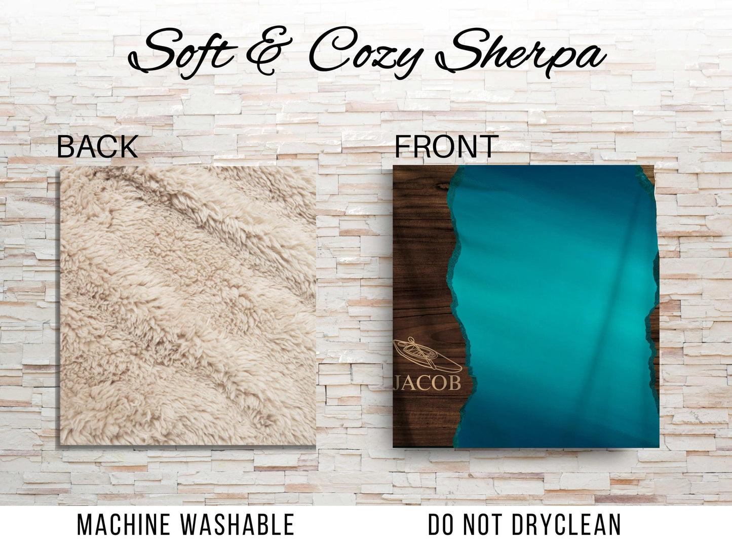 Sherpa Throw Blanket - Kayaking custom name design- Soft Plush Throw Blanket-Jacobson Cottage