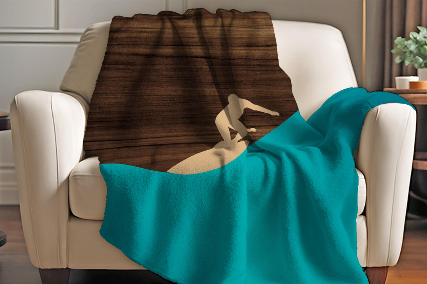 Sherpa Throw Blanket - Artistic Surfer Design - Soft Plush Throw Blanket-Jacobson Cottage