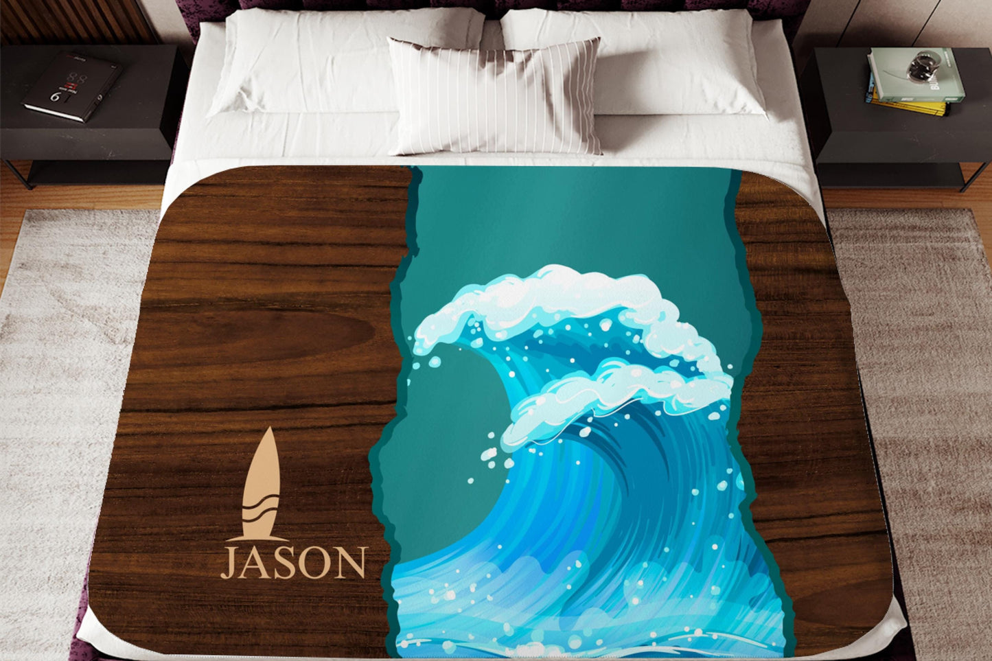 Sherpa Throw Blanket - Custom Name Surfing - Soft Plush Throw Blanket-Jacobson Cottage
