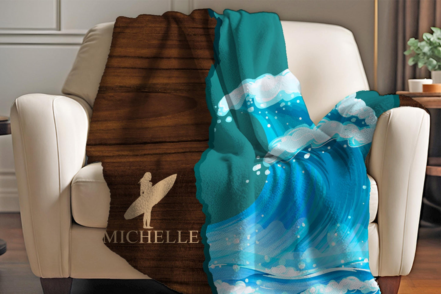 Sherpa Throw Blanket - Custom Name Surfing Gift - Soft Plush Throw Blanket-Jacobson Cottage
