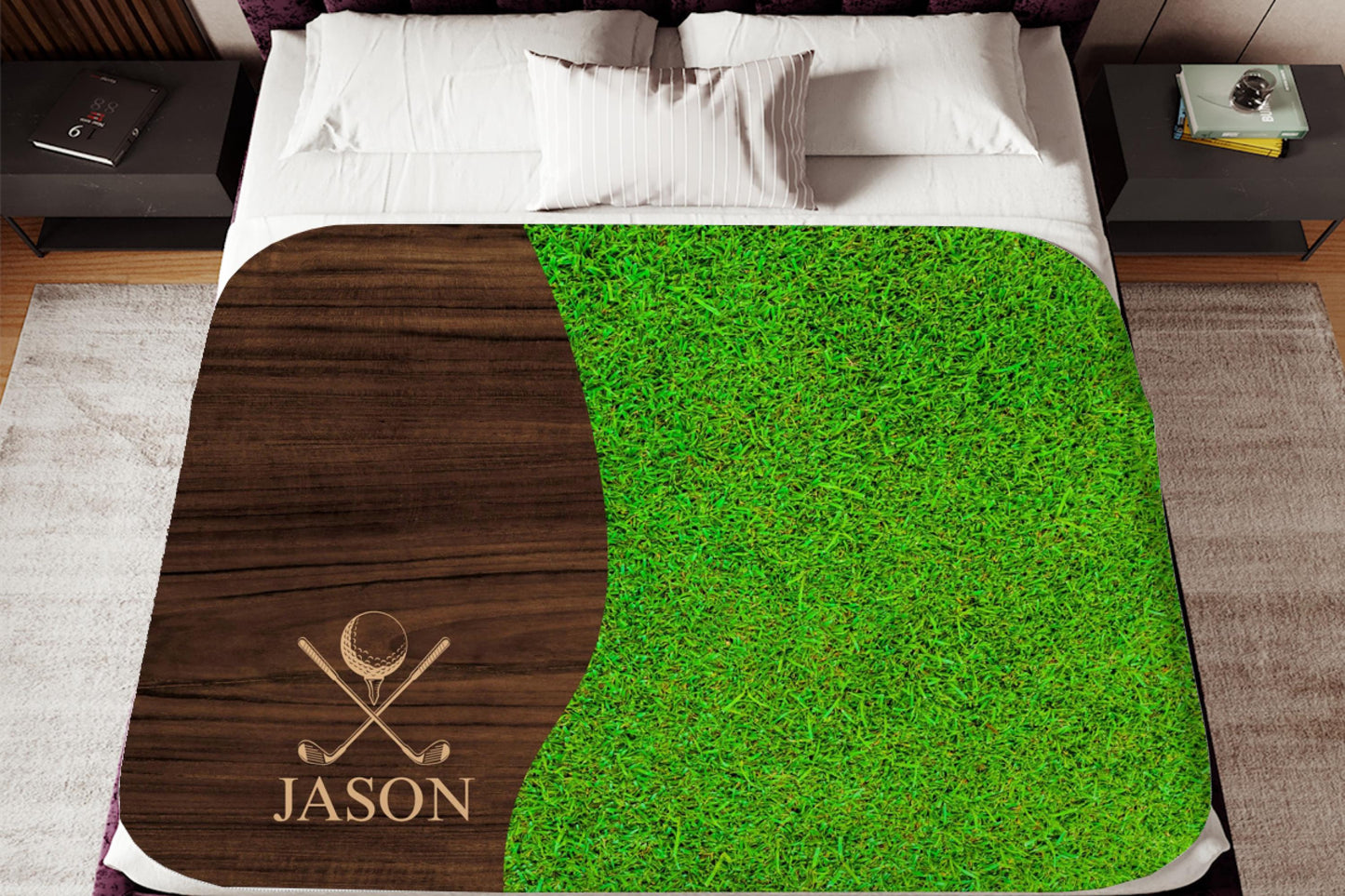 Sherpa Throw Blanket - Custom Name Golfing Gift - Soft Plush Throw Blanket-Jacobson Cottage