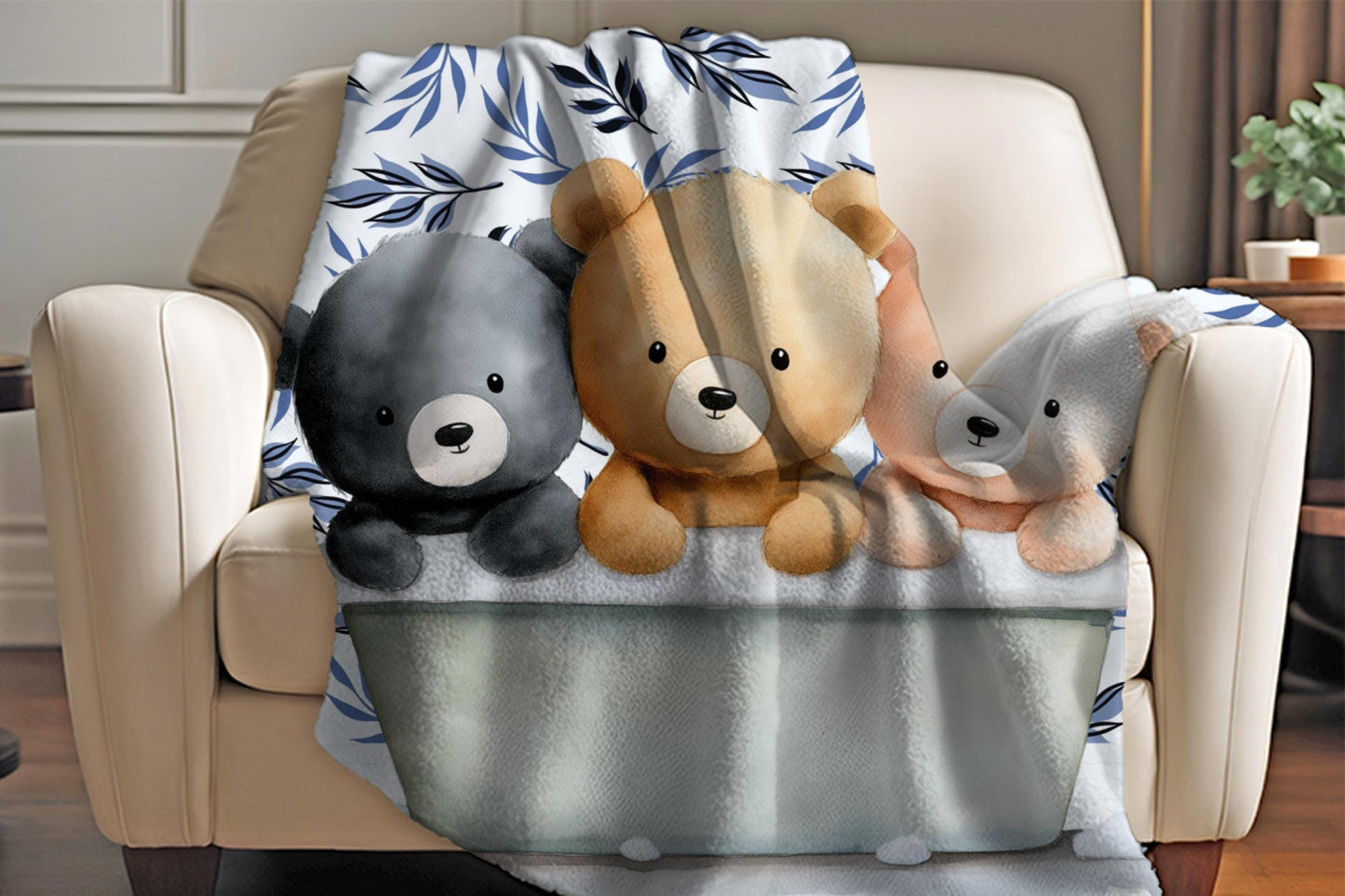Sherpa Throw Blanket - Teddy bears in bath - Soft Plush Throw Blanket-Jacobson Cottage