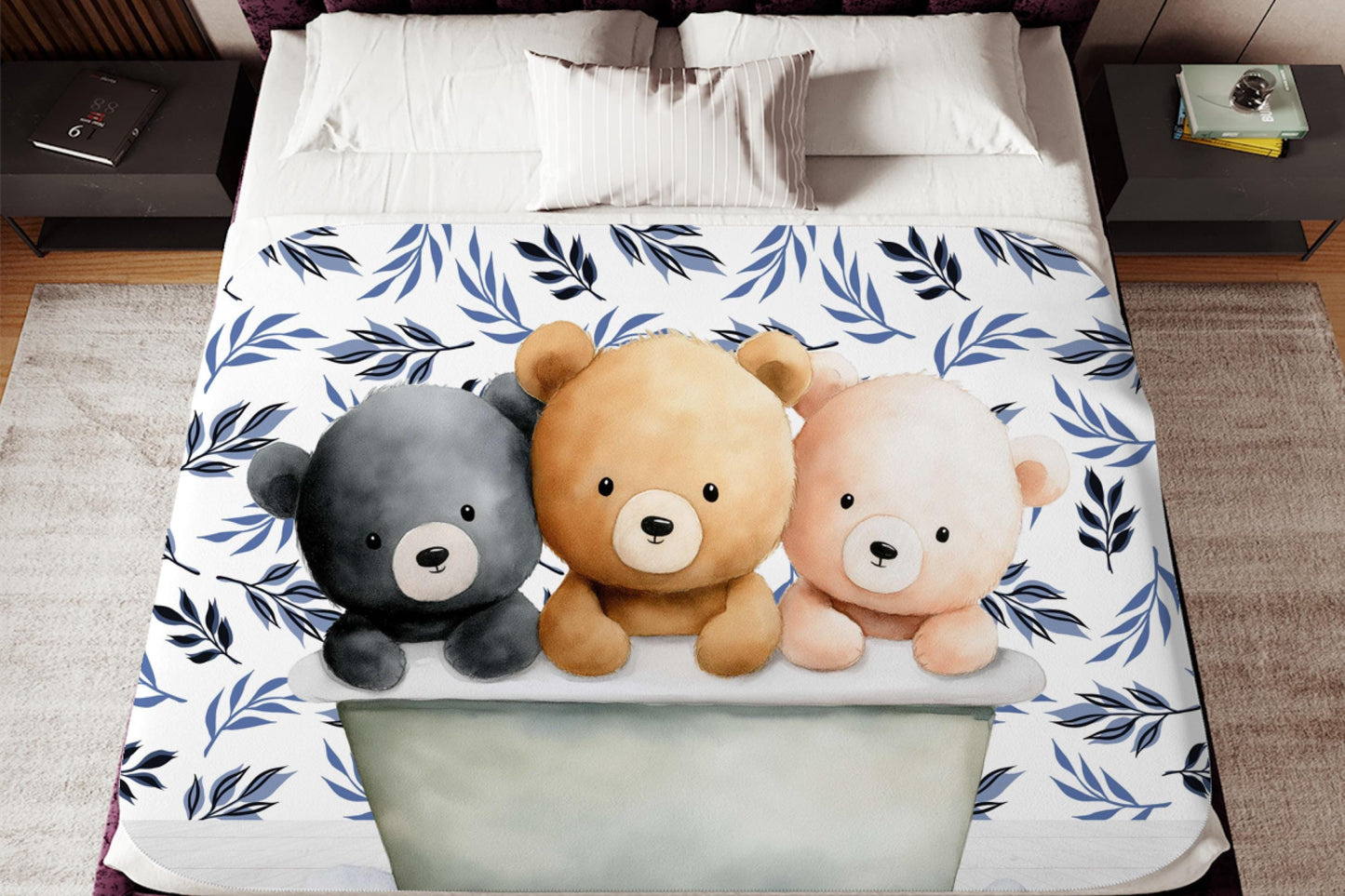 Sherpa Throw Blanket - Teddy bears in bath - Soft Plush Throw Blanket-Jacobson Cottage