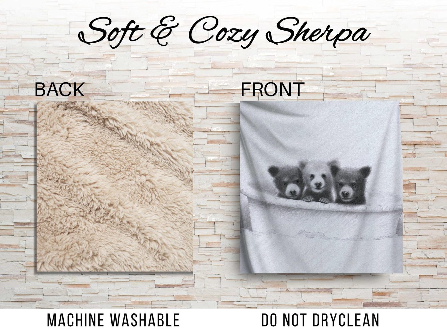 Sherpa Throw Blanket - Bears in bath - Soft Plush Throw Blanket-Jacobson Cottage