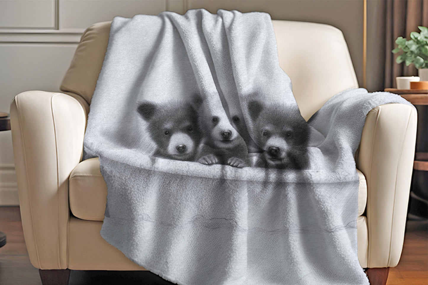 Sherpa Throw Blanket - Bears in bath - Soft Plush Throw Blanket-Jacobson Cottage