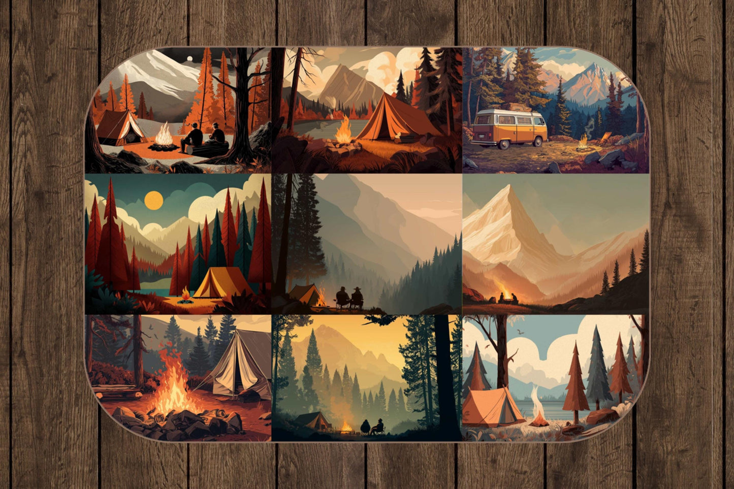Sherpa Throw Blanket - Boho Camping Collage Outdoorsy Design - Soft Plush Throw Blanket-Jacobson Cottage