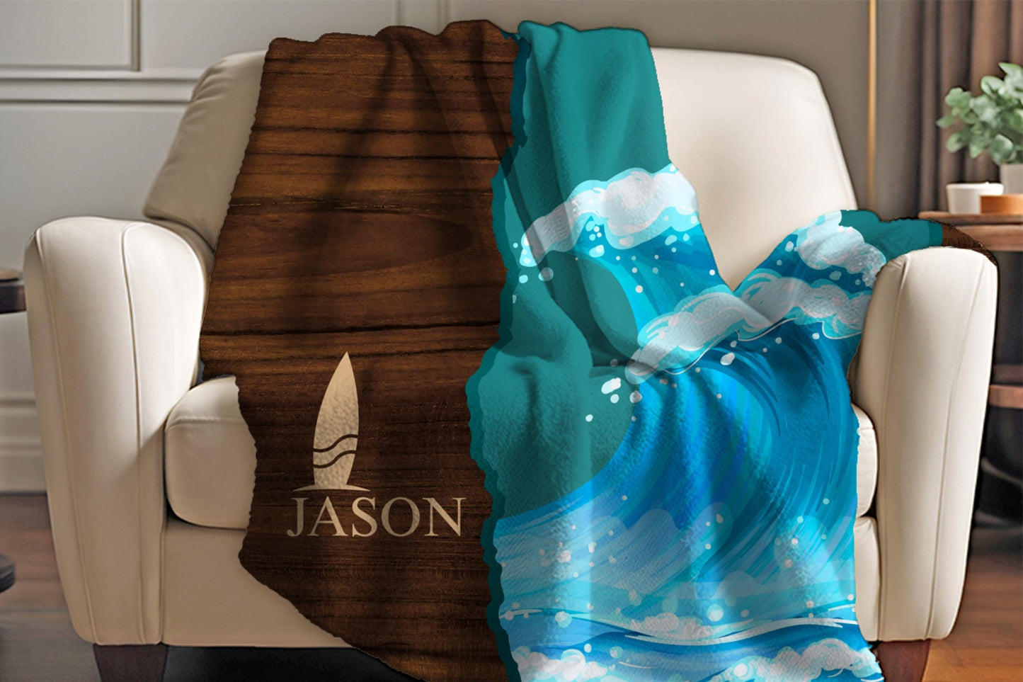 Sherpa Throw Blanket - Custom Name Surfing - Soft Plush Throw Blanket-Jacobson Cottage