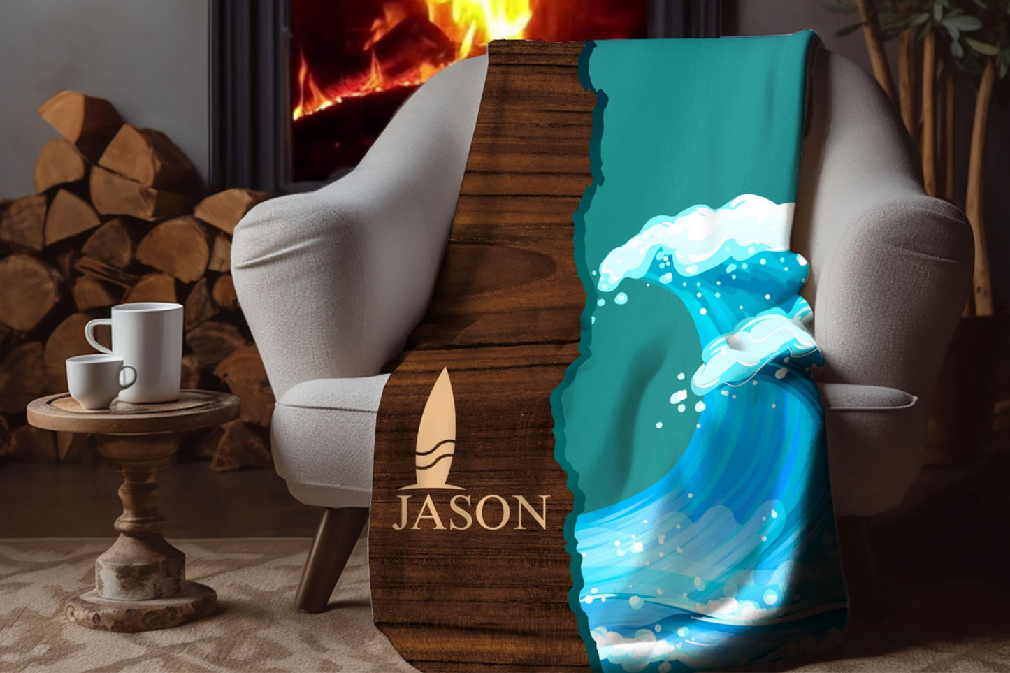 Sherpa Throw Blanket - Custom Name Surfing - Soft Plush Throw Blanket-Jacobson Cottage