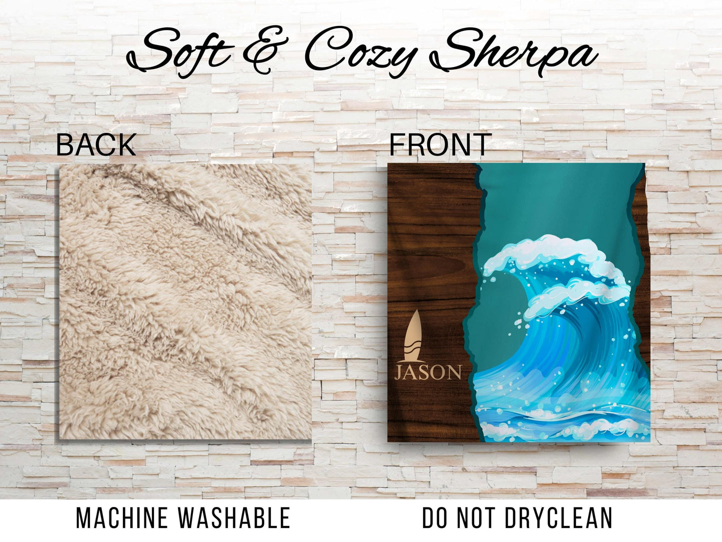 Sherpa Throw Blanket - Custom Name Surfing - Soft Plush Throw Blanket-Jacobson Cottage