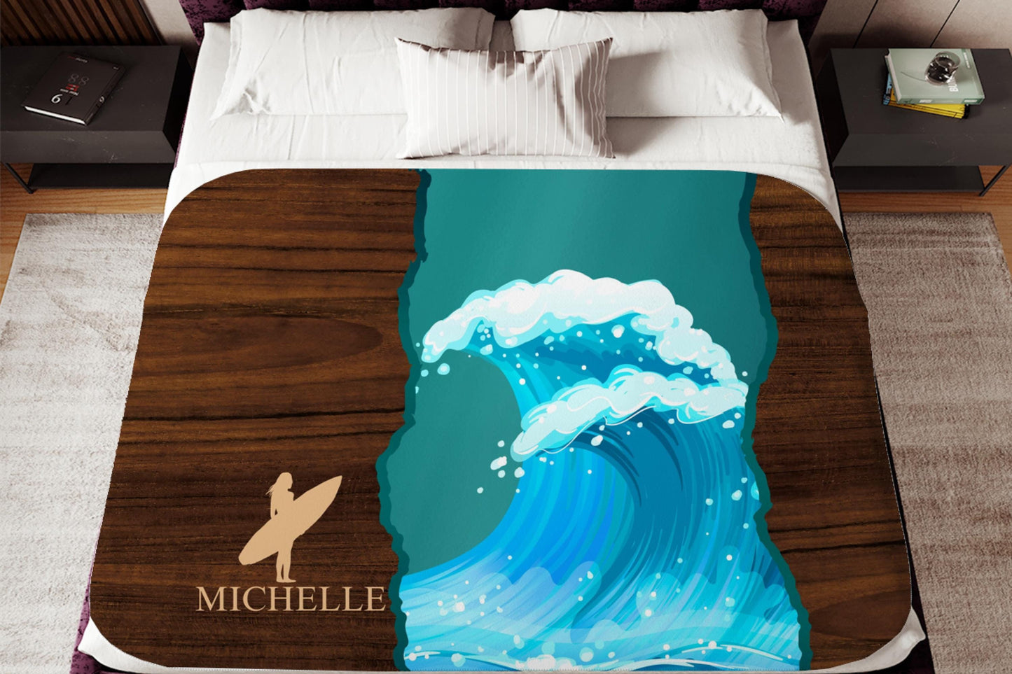 Sherpa Throw Blanket - Custom Name Surfing Gift - Soft Plush Throw Blanket-Jacobson Cottage