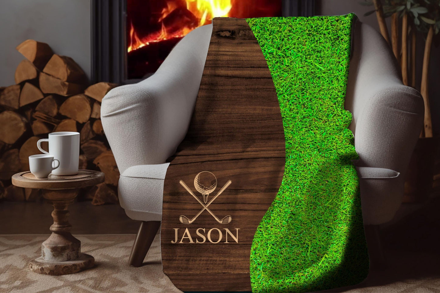 Sherpa Throw Blanket - Custom Name Golfing Gift - Soft Plush Throw Blanket-Jacobson Cottage