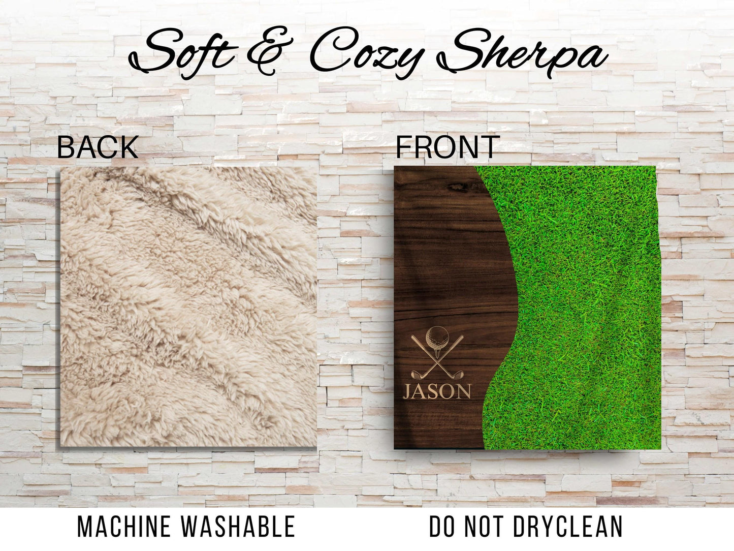 Sherpa Throw Blanket - Custom Name Golfing Gift - Soft Plush Throw Blanket-Jacobson Cottage