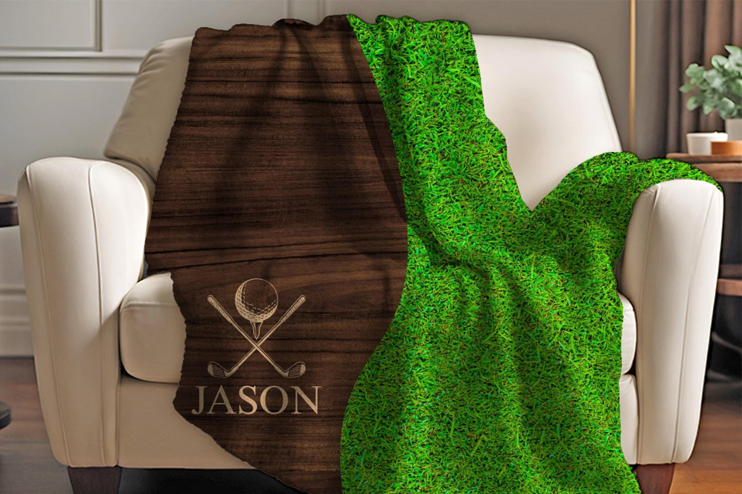 Sherpa Throw Blanket - Custom Name Golfing Gift - Soft Plush Throw Blanket-Jacobson Cottage