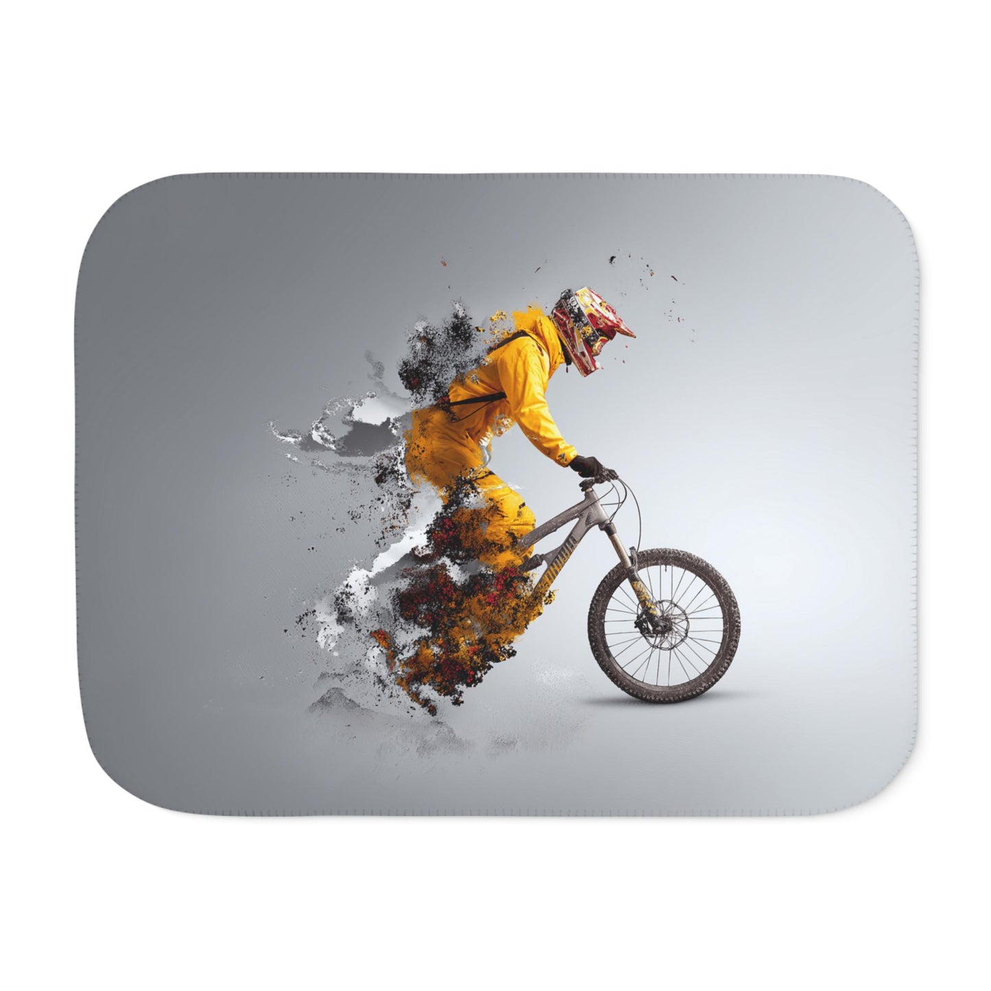 Sherpa Throw Blanket - Mountain Biker Art - Soft Plush Throw Blanket-Jacobson Cottage