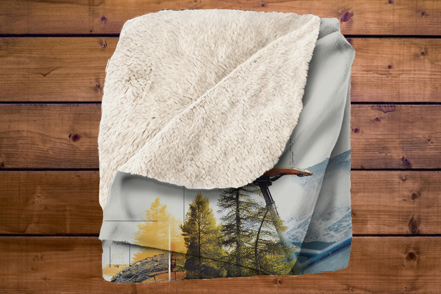 Sherpa Throw Blanket - Mountain Biking Woods Design - Soft Plush Throw Blanket-Jacobson Cottage