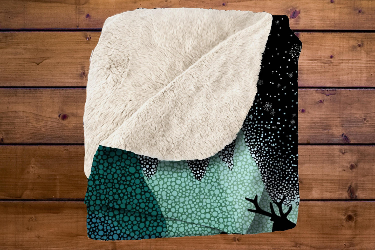 Sherpa Throw Blanket - Christmas Deer in the woods - Soft Plush Throw Blanket-Jacobson Cottage