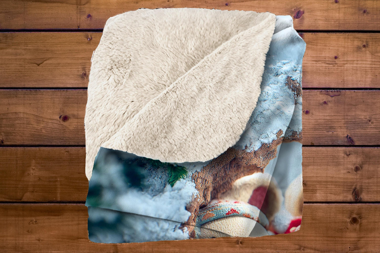 Sherpa Throw Blanket - Woodland Animals in Christmas - Soft Plush Throw Blanket-Jacobson Cottage