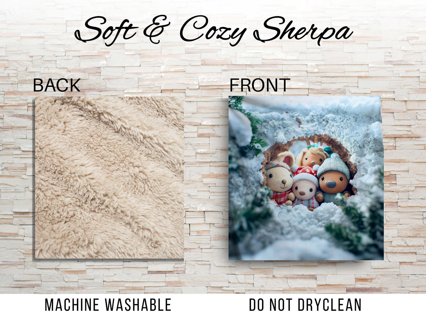 Sherpa Throw Blanket - Woodland Animals in Christmas - Soft Plush Throw Blanket-Jacobson Cottage