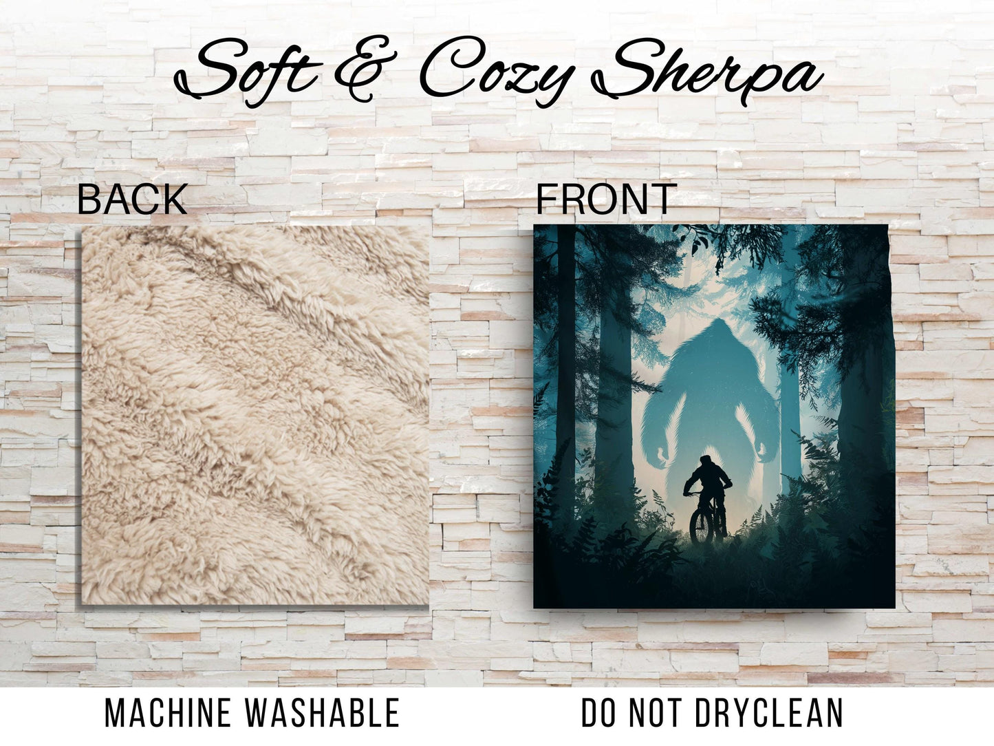 Sherpa Throw Blanket - Bigfoot Mountain Biker - Soft Plush Throw Blanket-Jacobson Cottage