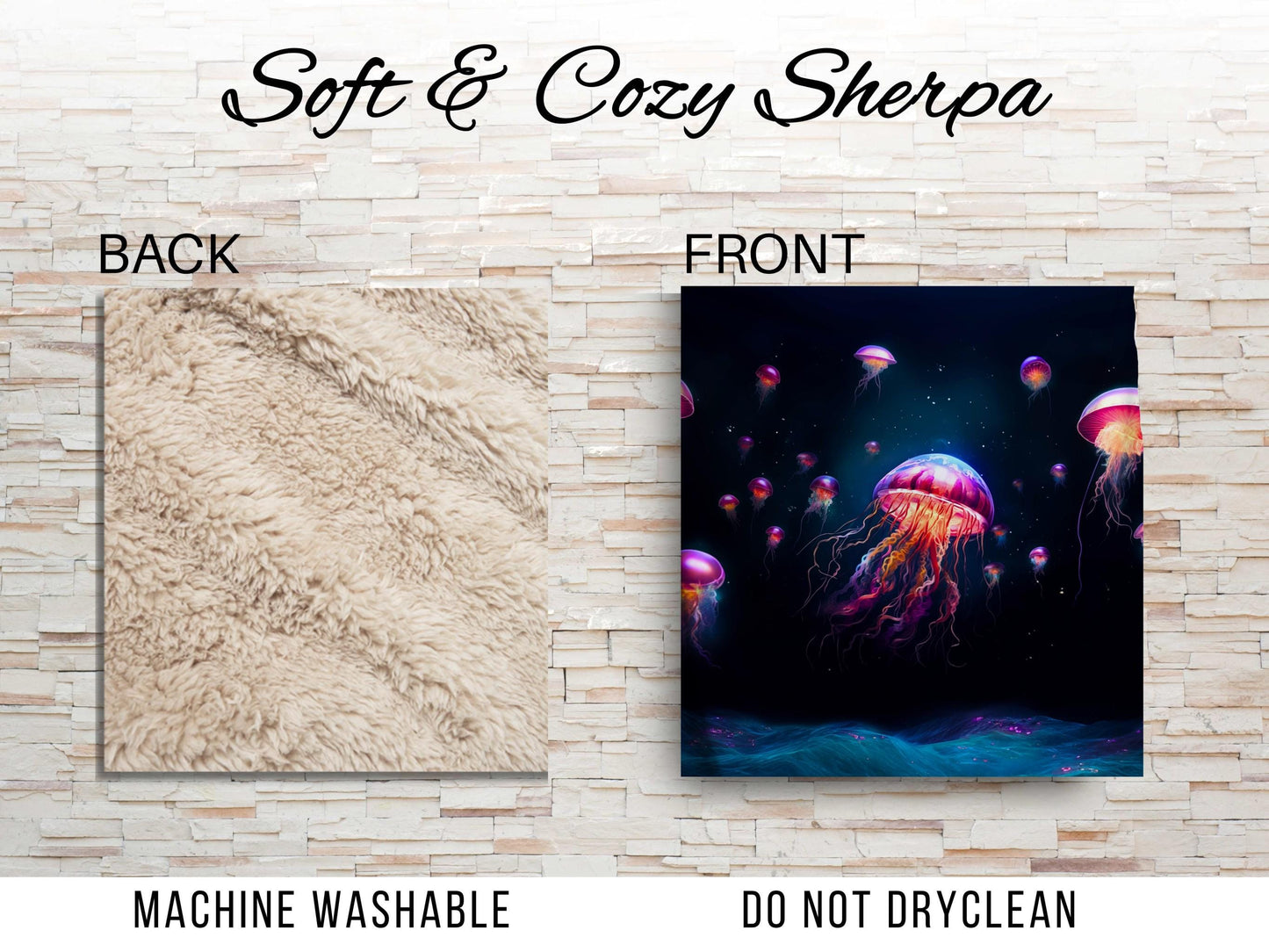 Sherpa Throw Blanket - Ocean Jellyfish - Soft Plush Throw Blanket-Jacobson Cottage