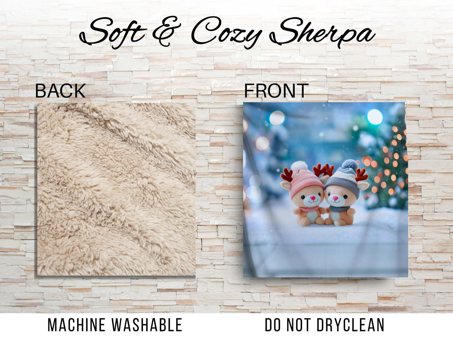 Sherpa Throw Blanket - Christmas plush deer - Soft Plush Throw Blanket-Jacobson Cottage