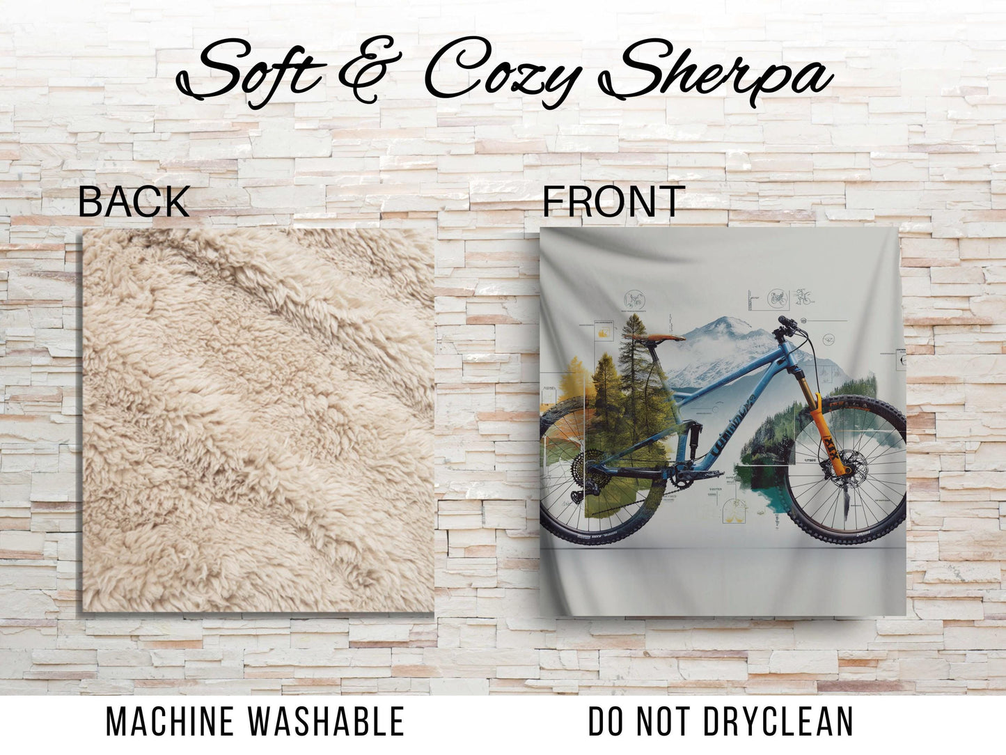 Sherpa Throw Blanket - Mountain Biking Woods Design - Soft Plush Throw Blanket-Jacobson Cottage