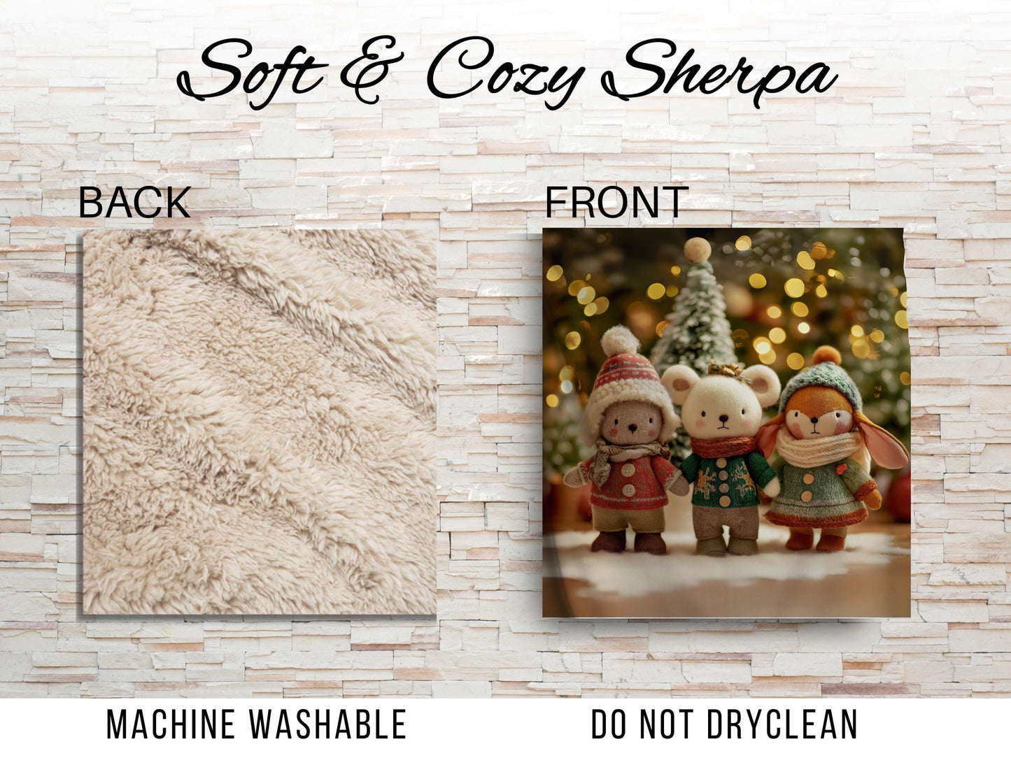 Sherpa Throw Blanket - Woodland plush Animals Christmas - Soft Plush Throw Blanket-Jacobson Cottage