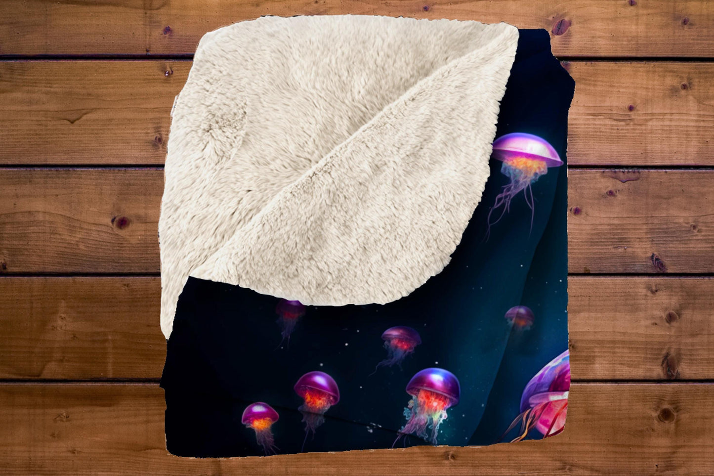 Sherpa Throw Blanket - Ocean Jellyfish - Soft Plush Throw Blanket-Jacobson Cottage
