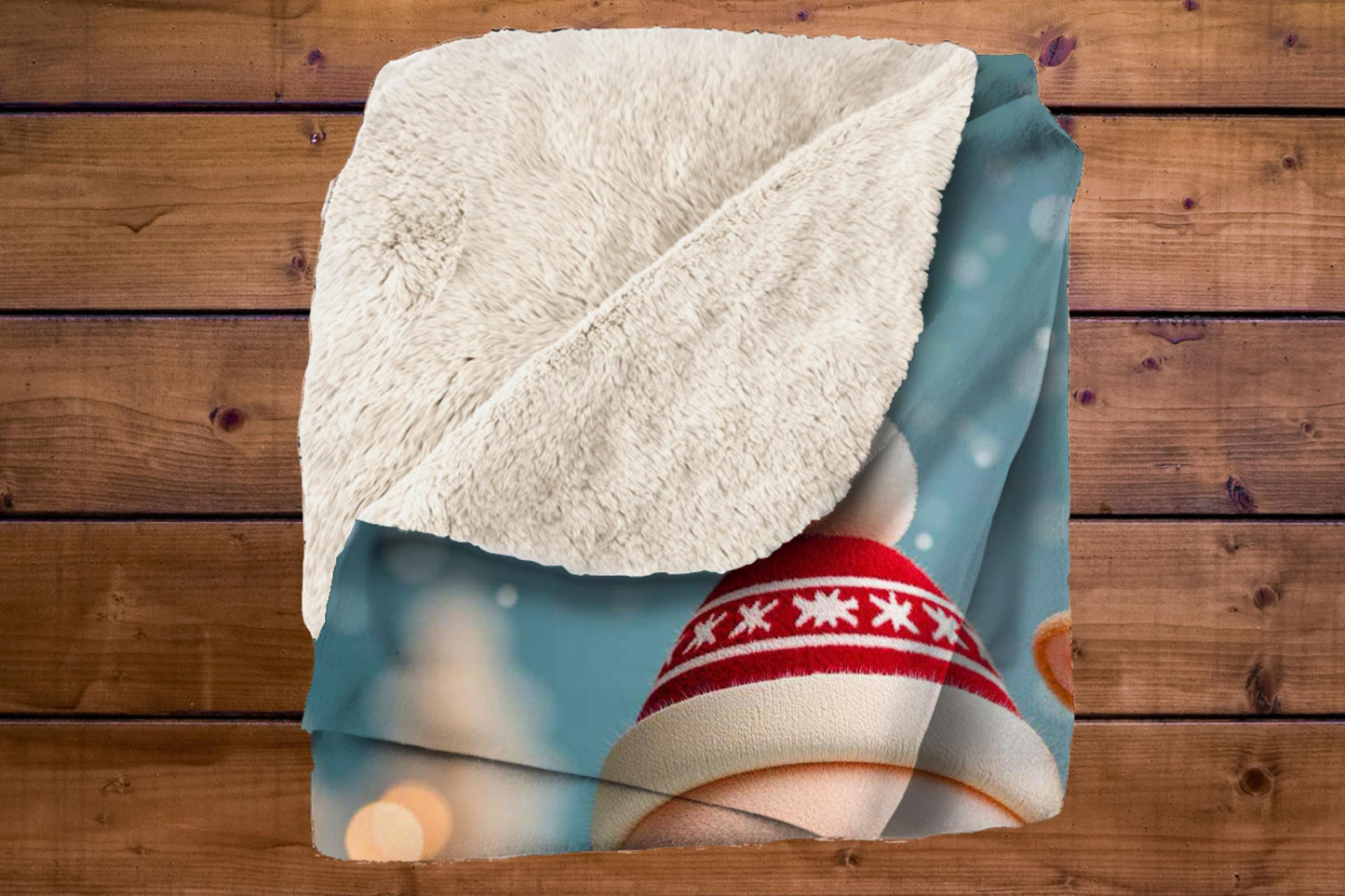 Sherpa Throw Blanket - Christmas Santa and Deer - Soft Plush Throw Blanket-Jacobson Cottage