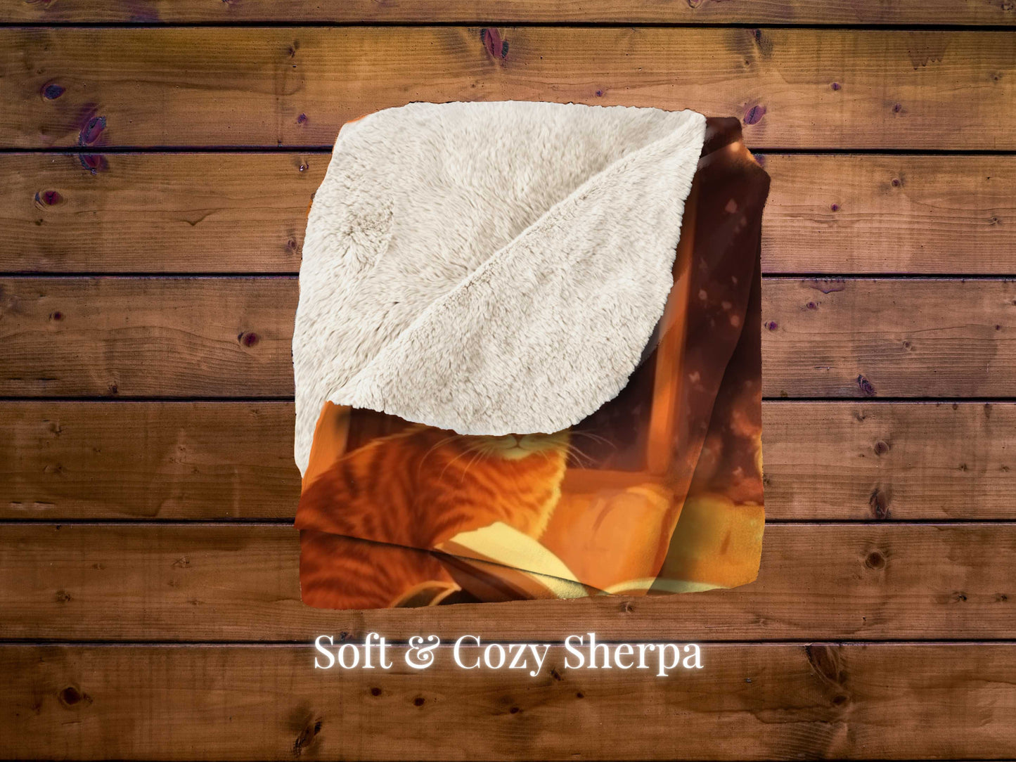 Sherpa Blanket, Young Lady Reading with Cat Illustration, Warm Amber Colors, Book and Cat Lovers Gift, Cat Mom Sherpa Throw, Cute