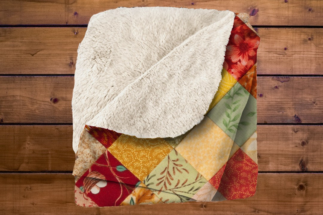 Sherpa Throw Blanket - Printed Quilt Fall Pattern - Soft Plush Throw Blanket-Jacobson Cottage