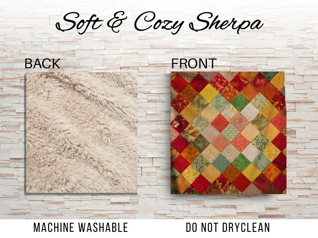 Sherpa Throw Blanket - Printed Quilt Fall Pattern - Soft Plush Throw Blanket-Jacobson Cottage