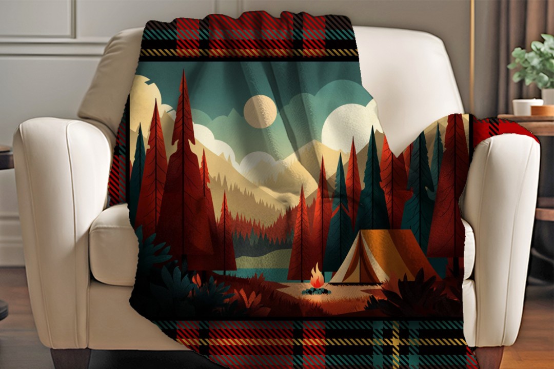 Sherpa Throw Blanket - Christmas Cabin Plaid - Soft Plush Throw Blanket-Jacobson Cottage