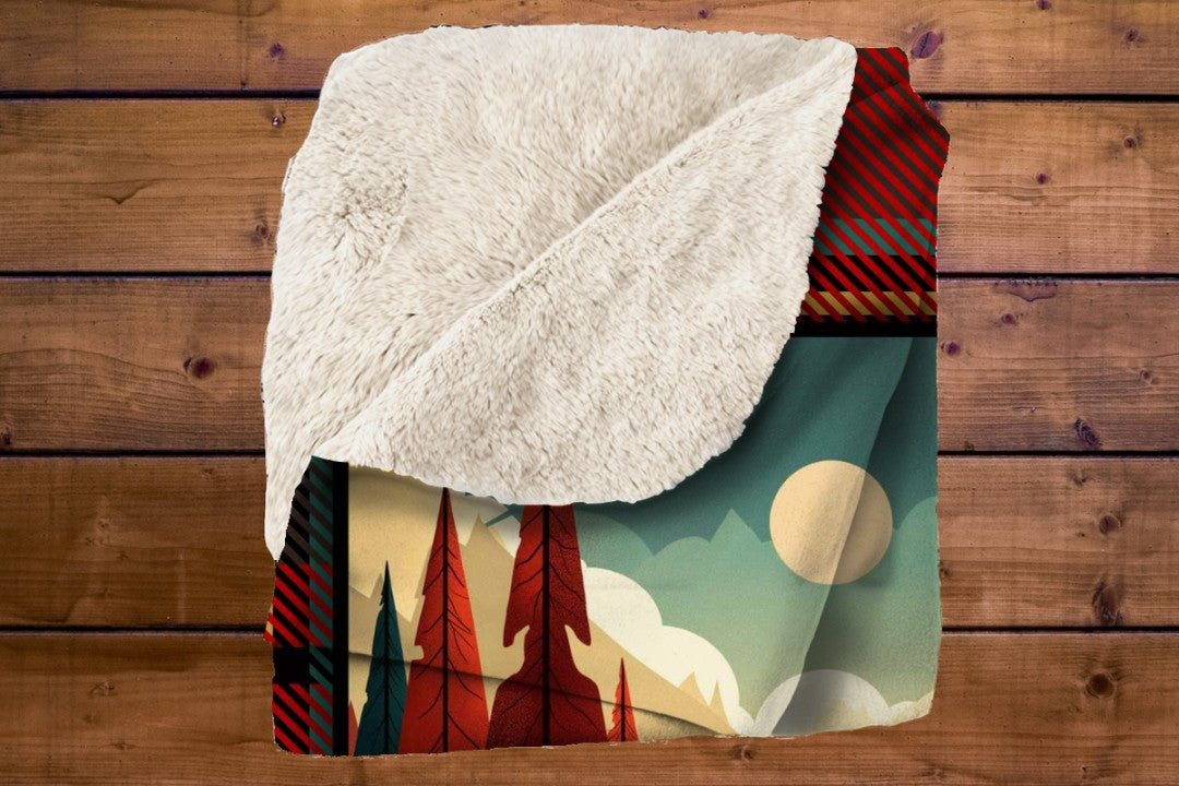 Sherpa Throw Blanket - Christmas Cabin Plaid - Soft Plush Throw Blanket-Jacobson Cottage