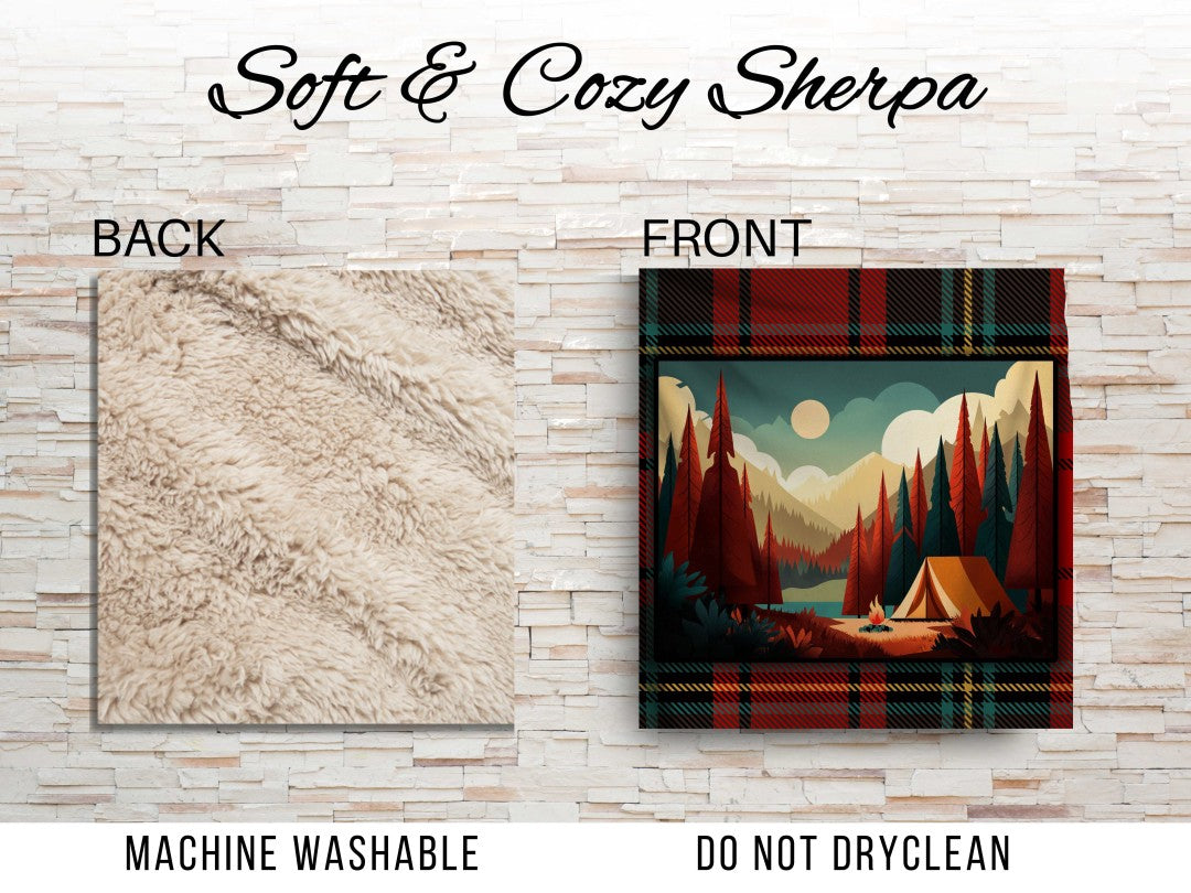 Sherpa Throw Blanket - Christmas Cabin Plaid - Soft Plush Throw Blanket-Jacobson Cottage
