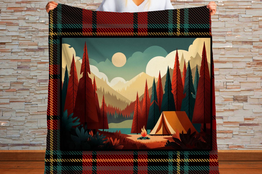 Sherpa Throw Blanket - Christmas Cabin Plaid - Soft Plush Throw Blanket-Jacobson Cottage