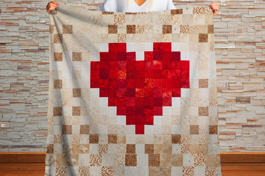 Sherpa Throw Blanket Patchwork Heart Design Design Soft Plush Throw Blank-Jacobson Cottage