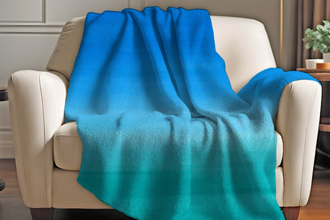 Sherpa Throw Blanket Ocean Blue Artistic Design Soft Plush Throw Blanket