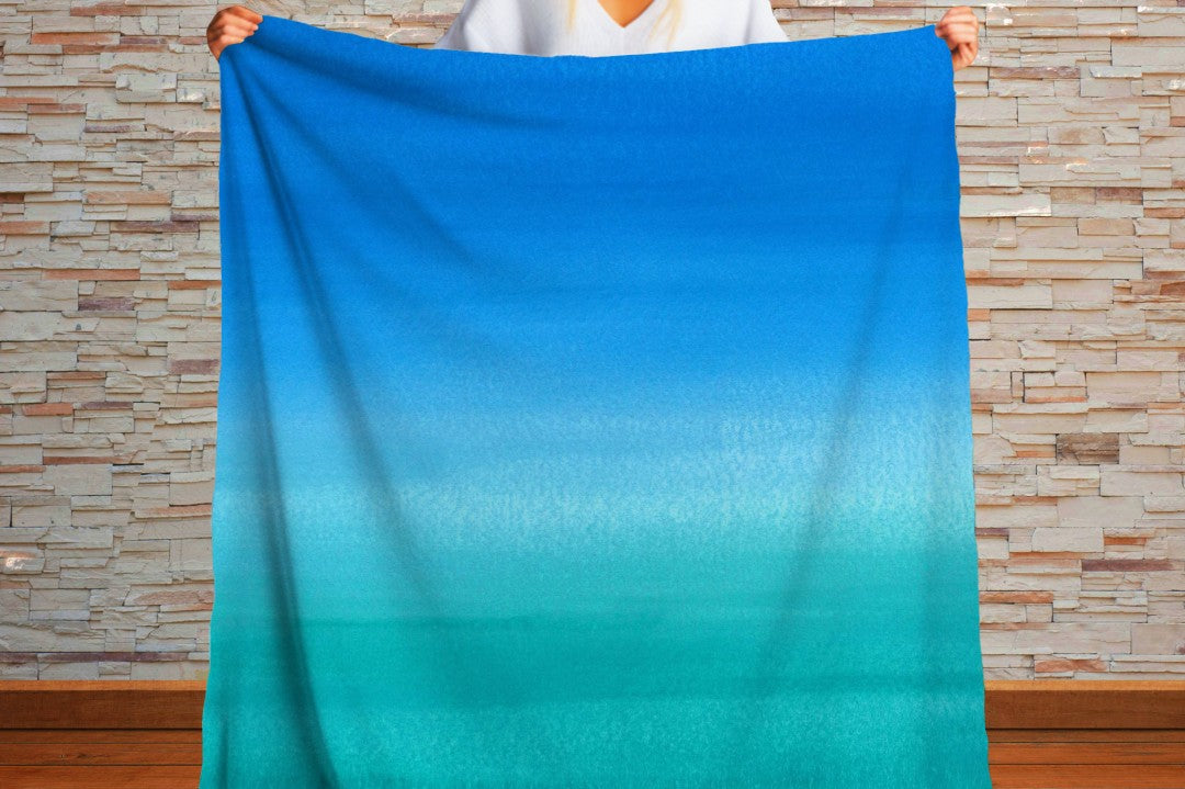 Sherpa Throw Blanket Ocean Blue Artistic Design Soft Plush Throw Blanket