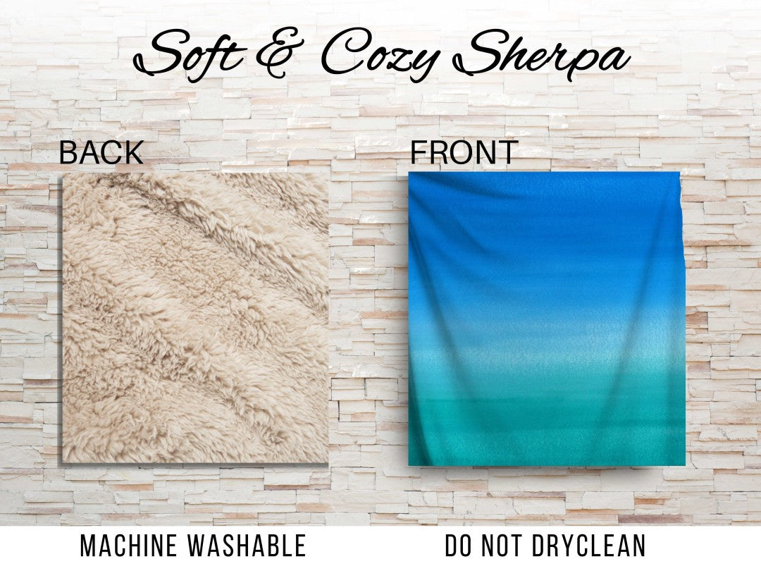 Sherpa Throw Blanket Ocean Blue Artistic Design Soft Plush Throw Blanket