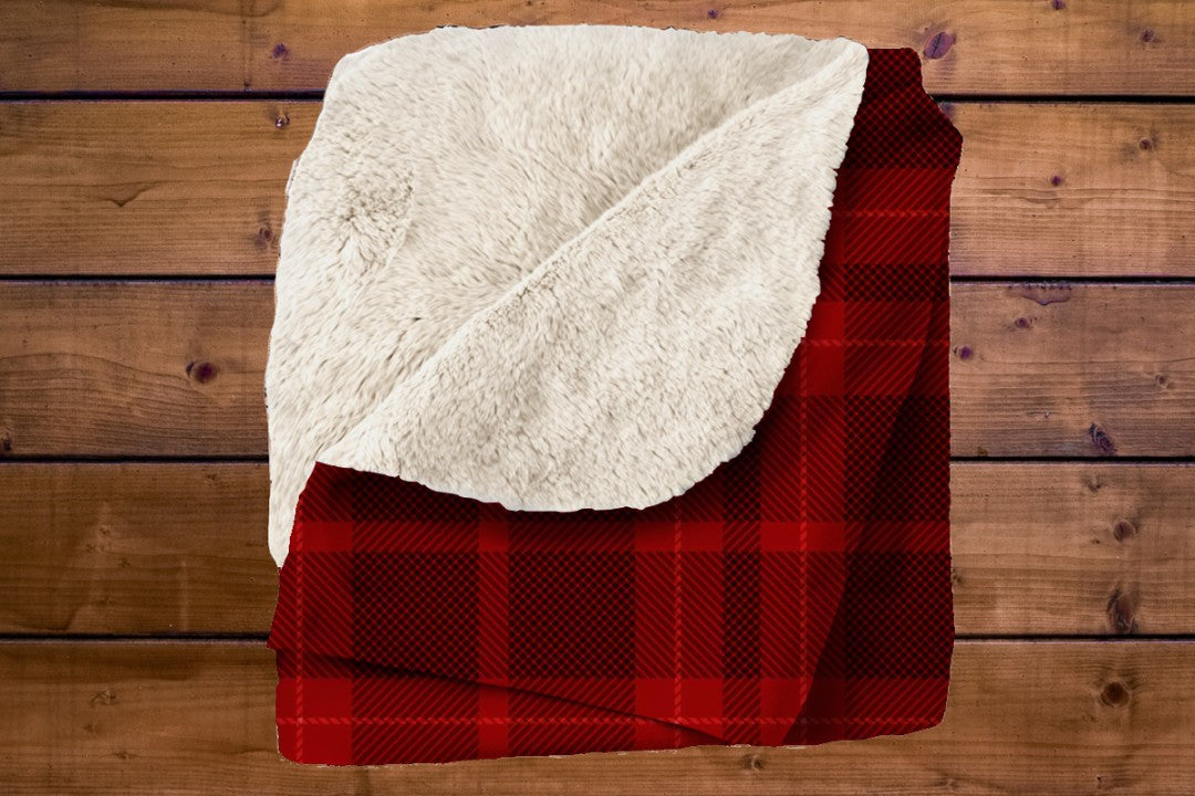 Sherpa Throw Blanket Christmas Pug Plaid Design Soft Plush Throw Blank-Home Decor-Jacobson Cottage